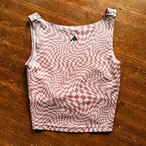 Adidas Red and White Optical Illusion Tank Top